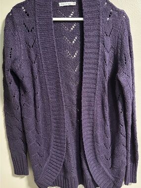 Revolution by Ricki’s Open-Front Knit Cardigan in Deep Purple Size Large